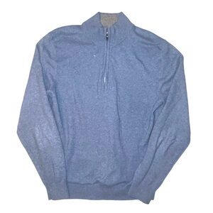 Faherty Heathered Blue Quarter-Zip Sweater